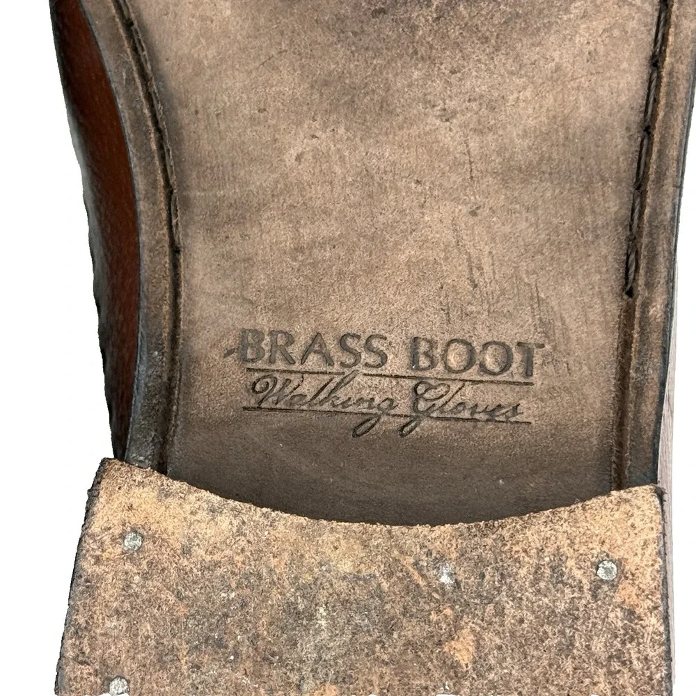 Brass Boot Woven Leather Tassel Loafer Dress Shoe Men US 10 M Sheepskin Lining